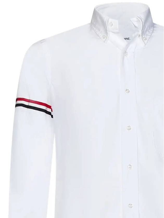 Men's Poplin Grosgrain Armband Classic Long Sleeve Shirt White - THOM BROWNE - BALAAN 5