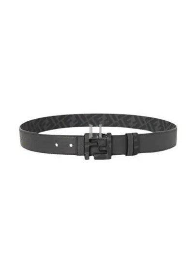 Square FF Leather Reversible Belt Grey - FENDI - BALAAN 2