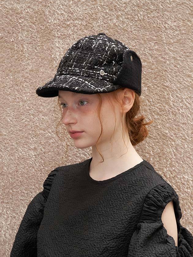 Tweed Ear Flap Black - BROWN HAT - BALAAN 2