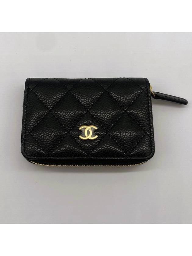 Classic Zipped Coin Purse Grained Calfskin & Gold Black - CHANEL - BALAAN 3