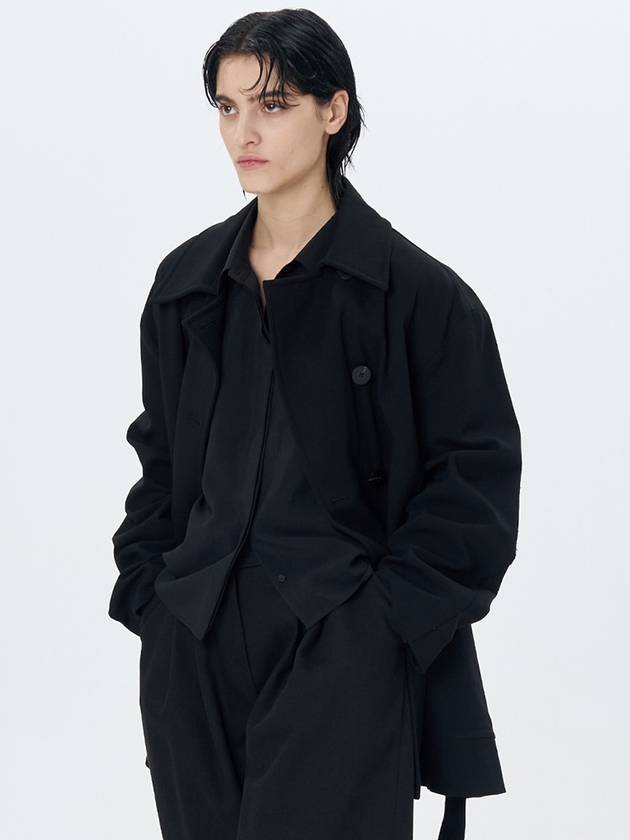 Hitch Belted Oversized Half Single Coat Black - ETCH - BALAAN 4