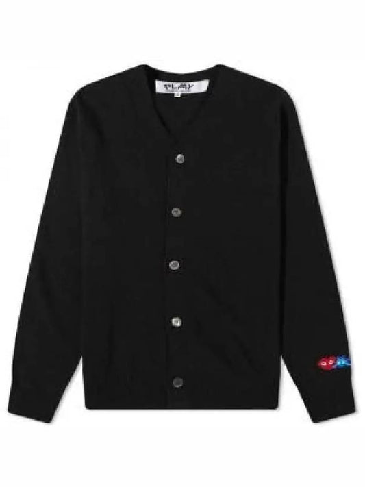 COMME DES GARCONS PLAY Invaders Double Heart Cardigan Black P1N0881 - COMME DES GARCONS PLAY - BALAAN 1