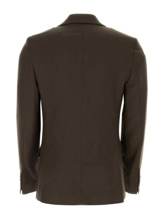 Wool Gabardine Double Breasted Jacket Dark Coffee - AMI - BALAAN 3