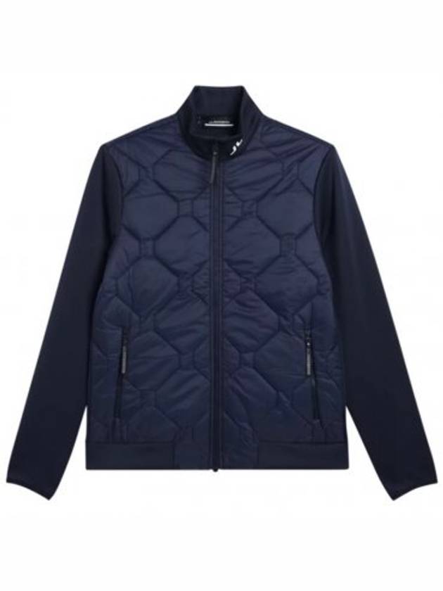 Men's Quilt Hybrid Hooded Jacket Navy - J.LINDEBERG - BALAAN 1