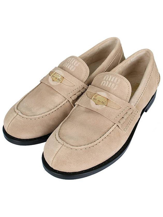 Faded Suede Loafers Ecru - MIU MIU - BALAAN 2