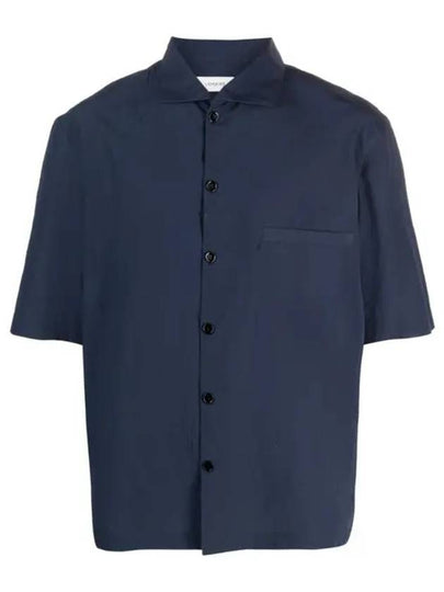 Camp Collar Cotton Short Sleeve Shirt Navy - LEMAIRE - BALAAN 2