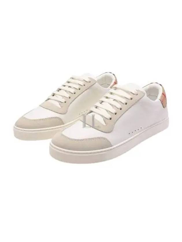 Leather Suede Check Cotton Low Top Sneakers White - BURBERRY - BALAAN 2