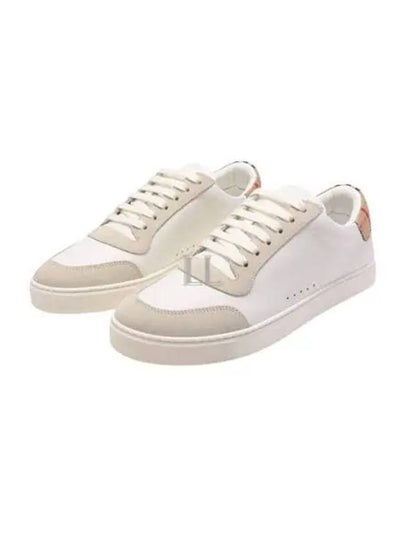 Leather Suede Check Cotton Low Top Sneakers White - BURBERRY - BALAAN 2