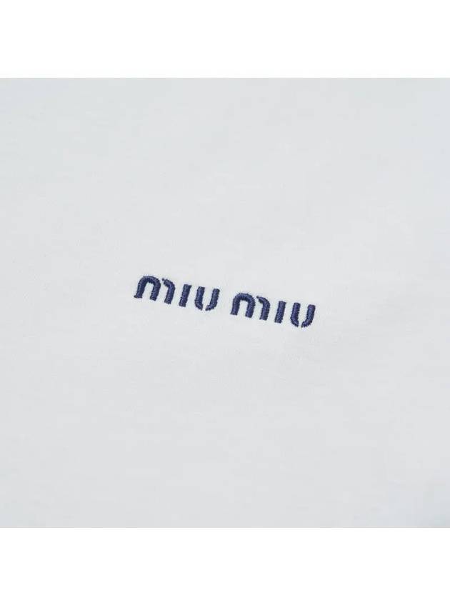 Logo Print Cotton Short Sleeve T-shirt White - MIU MIU - BALAAN 4