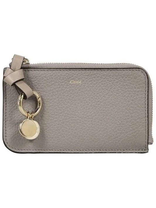 Alphabet Half Zipper Leather Card Wallet Grey - CHLOE - BALAAN 2