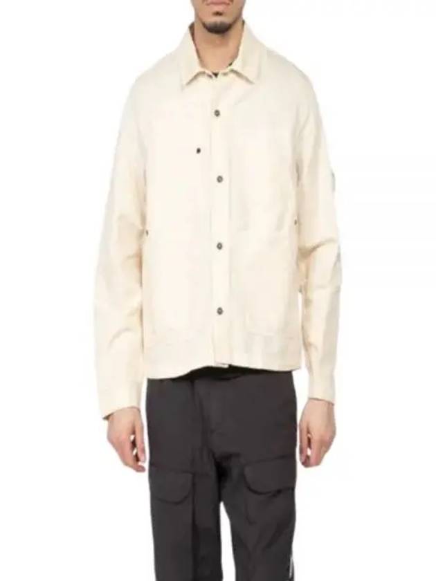 Cotton Linen Over Long Sleeve Shirt Beige - CP COMPANY - BALAAN 2