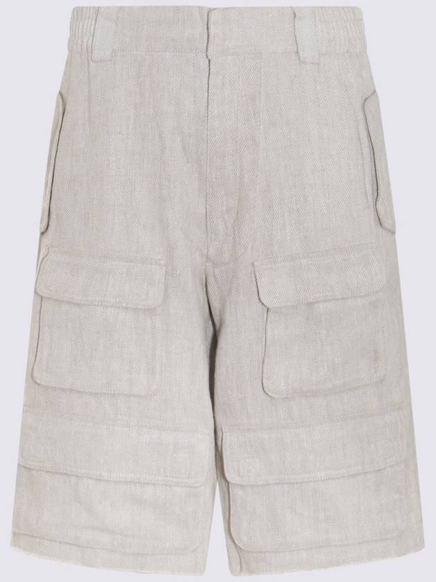 Misbhv Off White Linen Blend Cargo Shorts - MISBHV - BALAAN 1