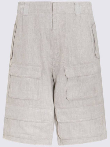 Misbhv Off White Linen Blend Cargo Shorts - MISBHV - BALAAN 1