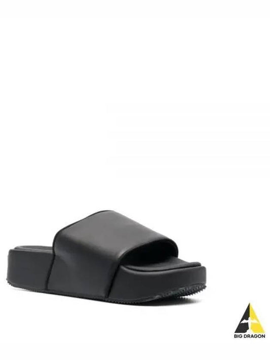 Embossed Logo Platform Leather Slippers Black - Y-3 - BALAAN 2