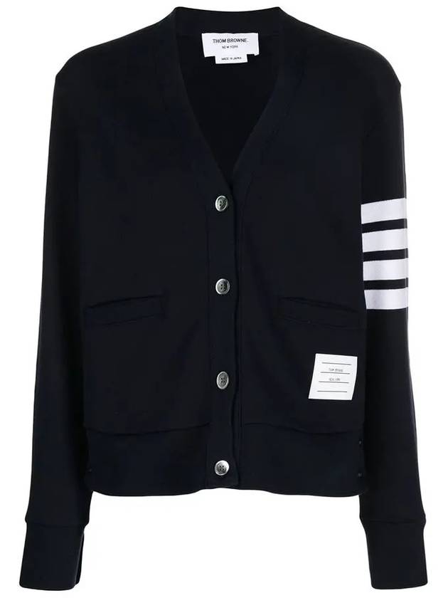 4-Bar Loopback Jersey Cardigan Navy - THOM BROWNE - BALAAN 3