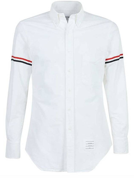 Oxford Striped Grosgrain Armband Classic Long Sleeve Shirt White - THOM BROWNE - BALAAN 2