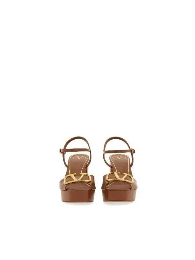 V Logo Signature Sandal Heels Brown - VALENTINO - BALAAN 5