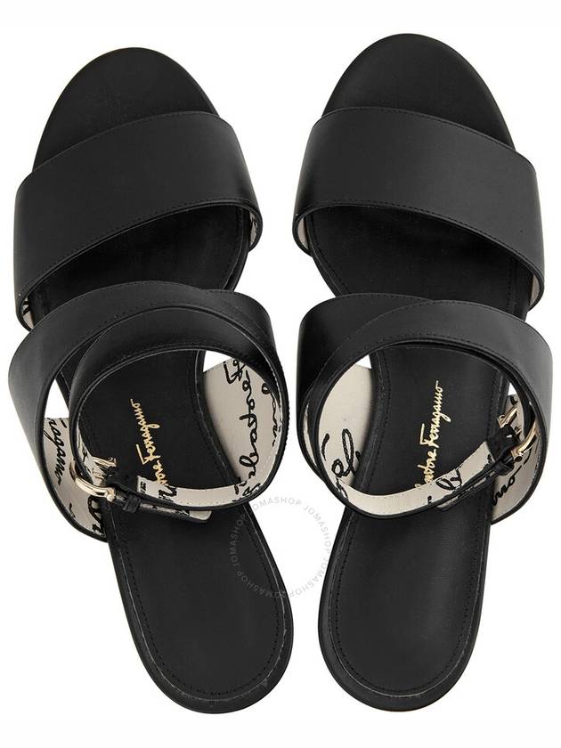 Salvatore Women's Plain Wedge Sandals Heel Black - SALVATORE FERRAGAMO - BALAAN 4