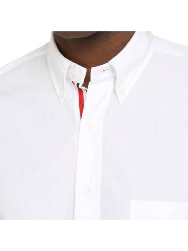 Men's Grosgrain Placket Solid Poplin Long Sleeve Shirt White - THOM BROWNE - BALAAN 4