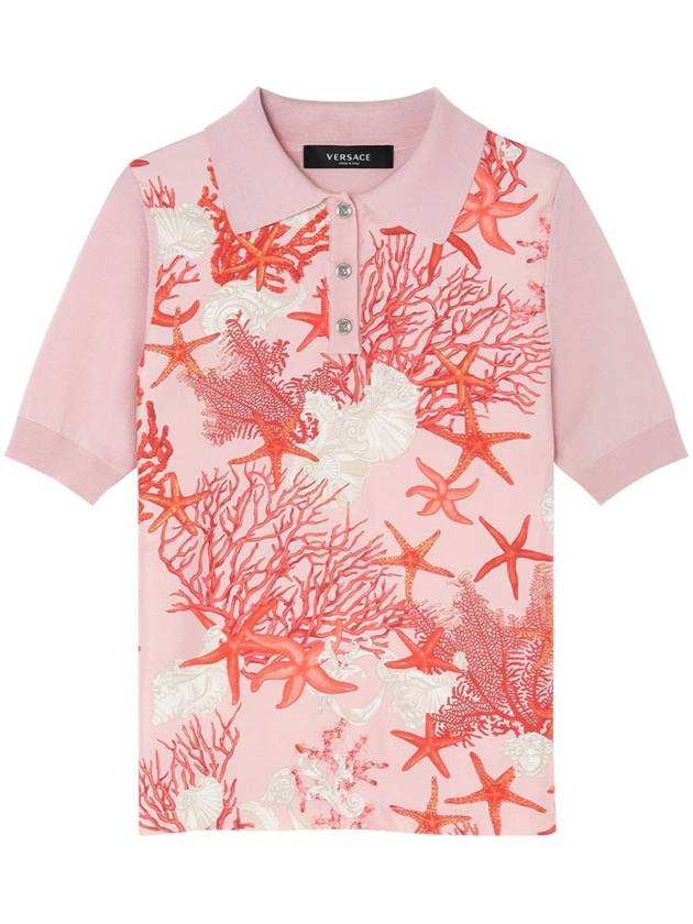 Short sleeve sea print polo shirt 10161711A11288 - VERSACE - BALAAN 2