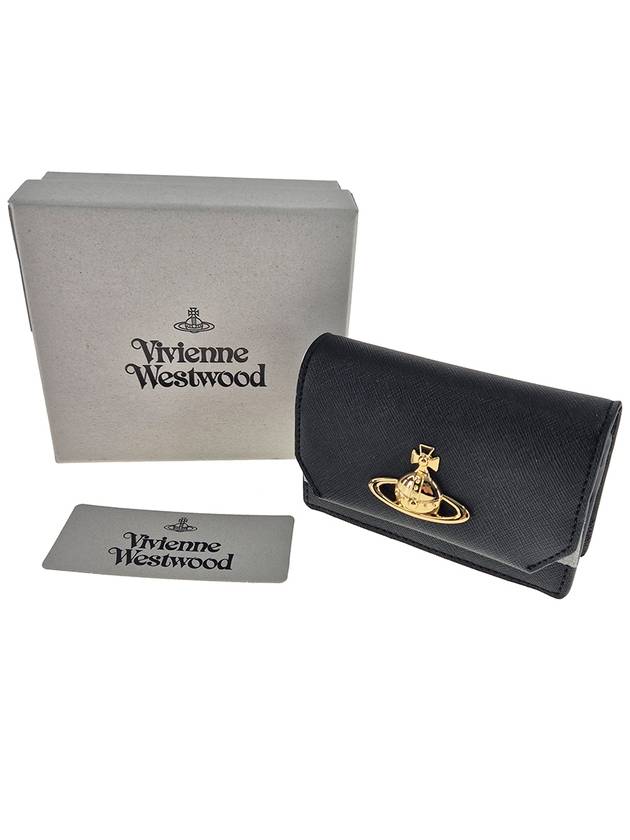 ORB Logo Saffiano Card Wallet Black - VIVIENNE WESTWOOD - BALAAN 10