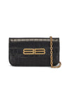 Gossip BB Logo Crocodile Chain Shoulder Bag Black - BALENCIAGA - BALAAN 1