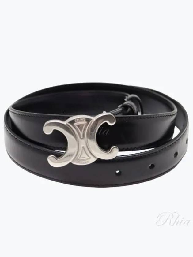 Silver Triomphe Calfskin Belt Black - CELINE - BALAAN 2