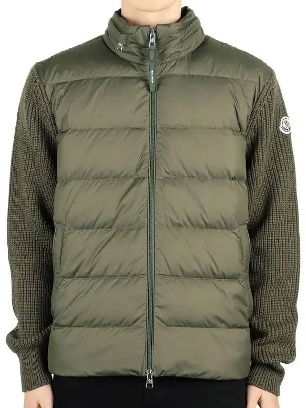 Logo patch zip up hood padded dark green - MONCLER - BALAAN 2