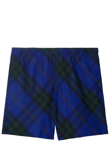 Check Twill Swim Shorts Blue - BURBERRY - BALAAN 1