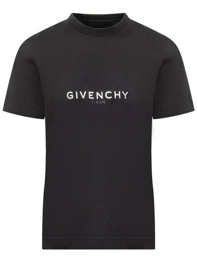 Men's Reverse Logo Round Slim Short Sleeve T-Shirt Black - GIVENCHY - BALAAN 2