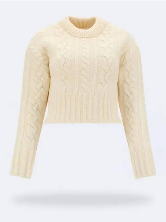 Cable Wool Knit Top Off-White - AMI - BALAAN 2