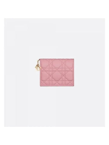 Lady Cannage Small Lambskin Half Wallet Melocoton Pink - DIOR - BALAAN 1