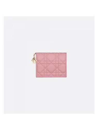 Lady Cannage Small Lambskin Half Wallet Melocoton Pink - DIOR - BALAAN 1