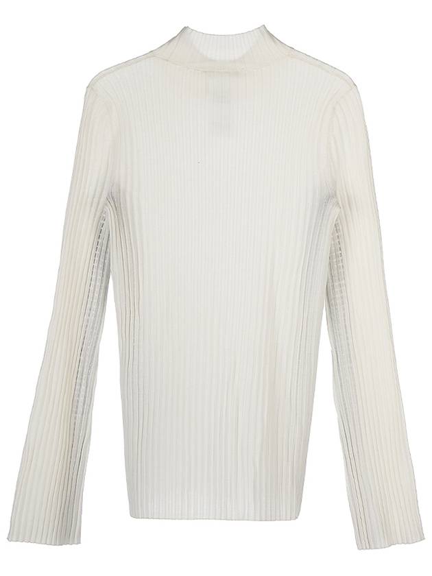 Crochet Mock Neck Knit Top White Powder - CHLOE - BALAAN.