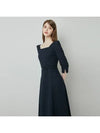 RISA Square neck tweed Dress Navy - AME - BALAAN 4