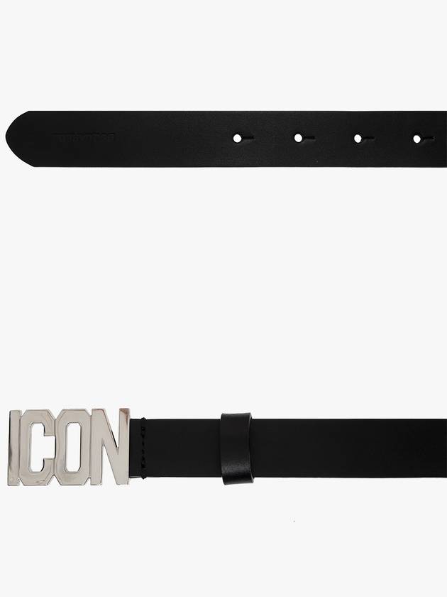 icon plaque silver leather belt black - DSQUARED2 - BALAAN 6