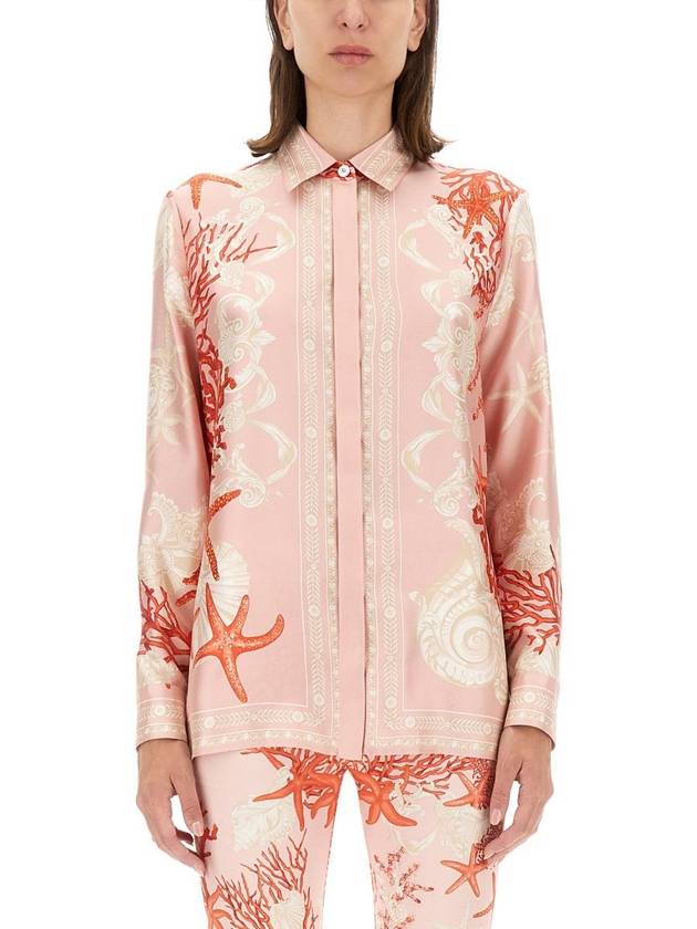 Mix Print Satin Shirt 10013601A11526 - VERSACE - BALAAN 2