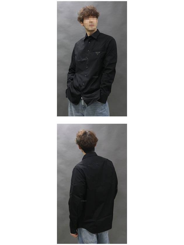 24SS triangle logo poplin black shirt - PRADA - BALAAN 3