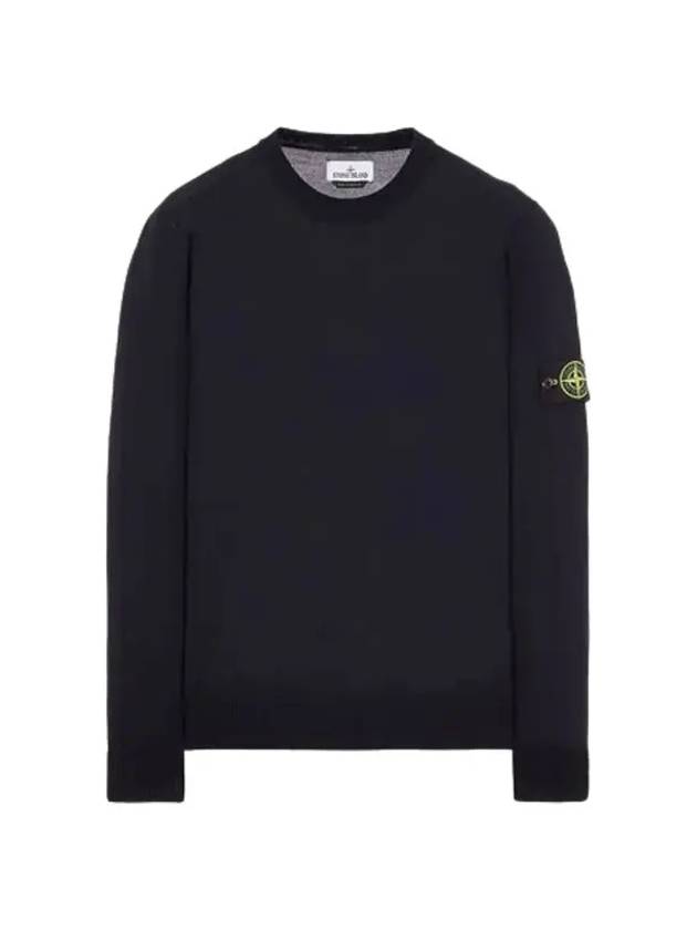 Regular Fit Crew Neck Wool Knit Top Navy - STONE ISLAND - BALAAN 4