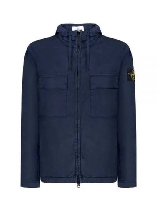 Cotton Twill Stretch Hooded Jacket Navy - STONE ISLAND - BALAAN 2