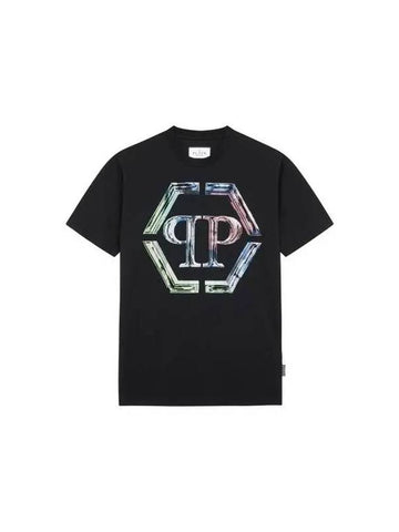 Men's Glass Logo Cotton TShirt Black 271494 - PHILIPP PLEIN - BALAAN 1