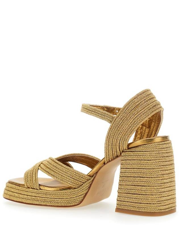 'Valle' Gold-Colored Heeled Sandals With Buckle In Metallic Fabric Woman - CASTANER - BALAAN 3