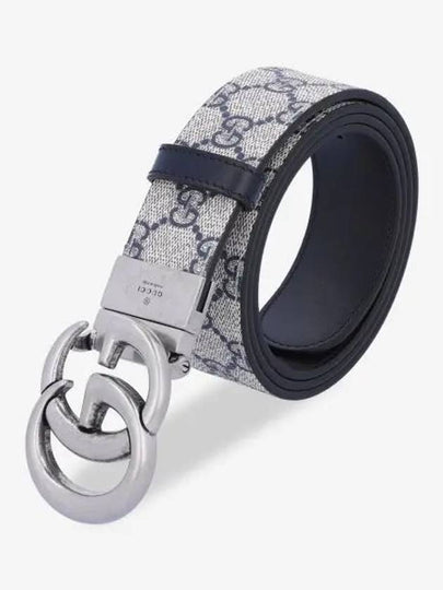 GG Marmont Reversible Leather Belt Blue Beige - GUCCI - BALAAN 2