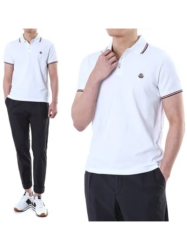 Logo Patch Short Sleeve Polo Optical White - MONCLER - BALAAN 2