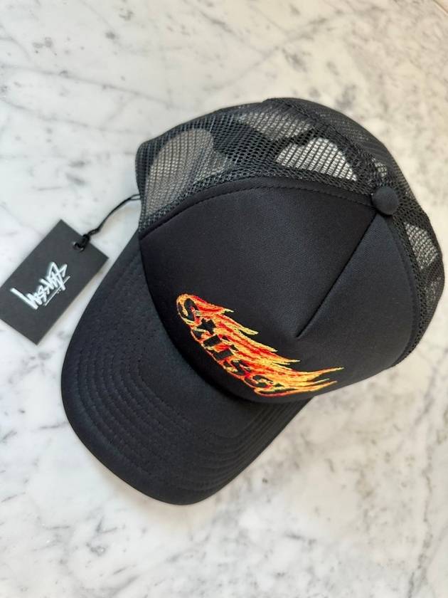 AU AUSTRALIA FLAMES TRUCKER CAP ST735001 BLACK ONE SIZE - STUSSY - BALAAN 4