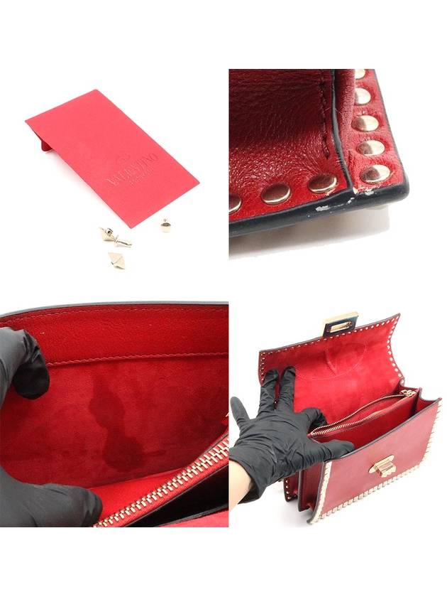 Women s Valentino QW2B0C45KTQ Red Leather Garavani Rockstud Two Way Bag gt 2WAY Gangbuk used luxury goods - VALENTINO - BALAAN 8