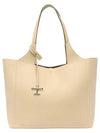 Logo Charm Medium Leather Shopper Tote Bag Beige - TOD'S - BALAAN 2