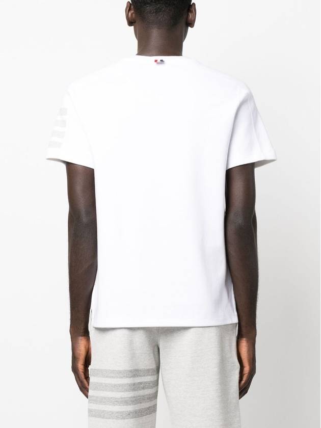 4-Bar Striped Cotton Short Sleeve T-Shirt White - THOM BROWNE - BALAAN 4