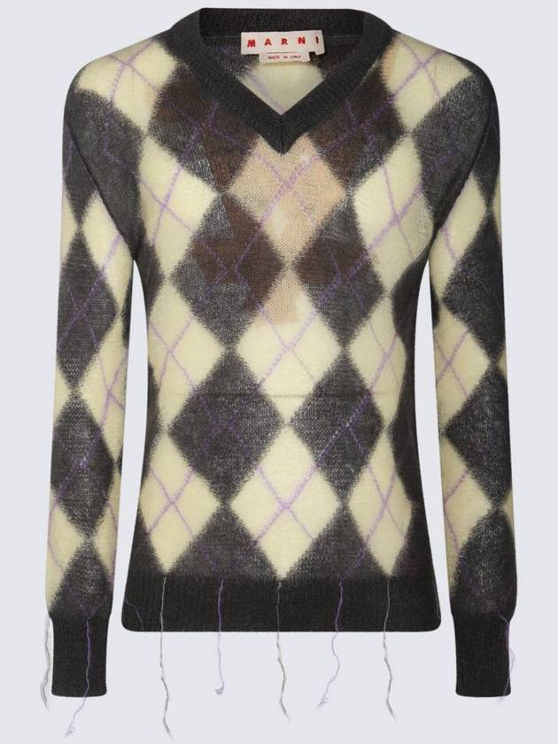 Geometric Pattern V-Neck Knit Top - MARNI - BALAAN 2