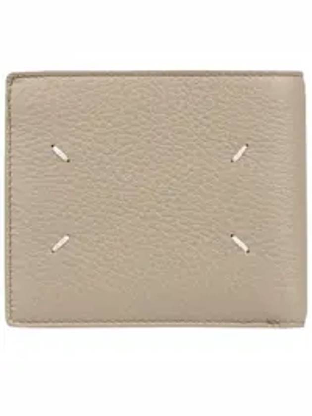 Contrast Stitch Leather Half Wallet Beige - MAISON MARGIELA - BALAAN 1